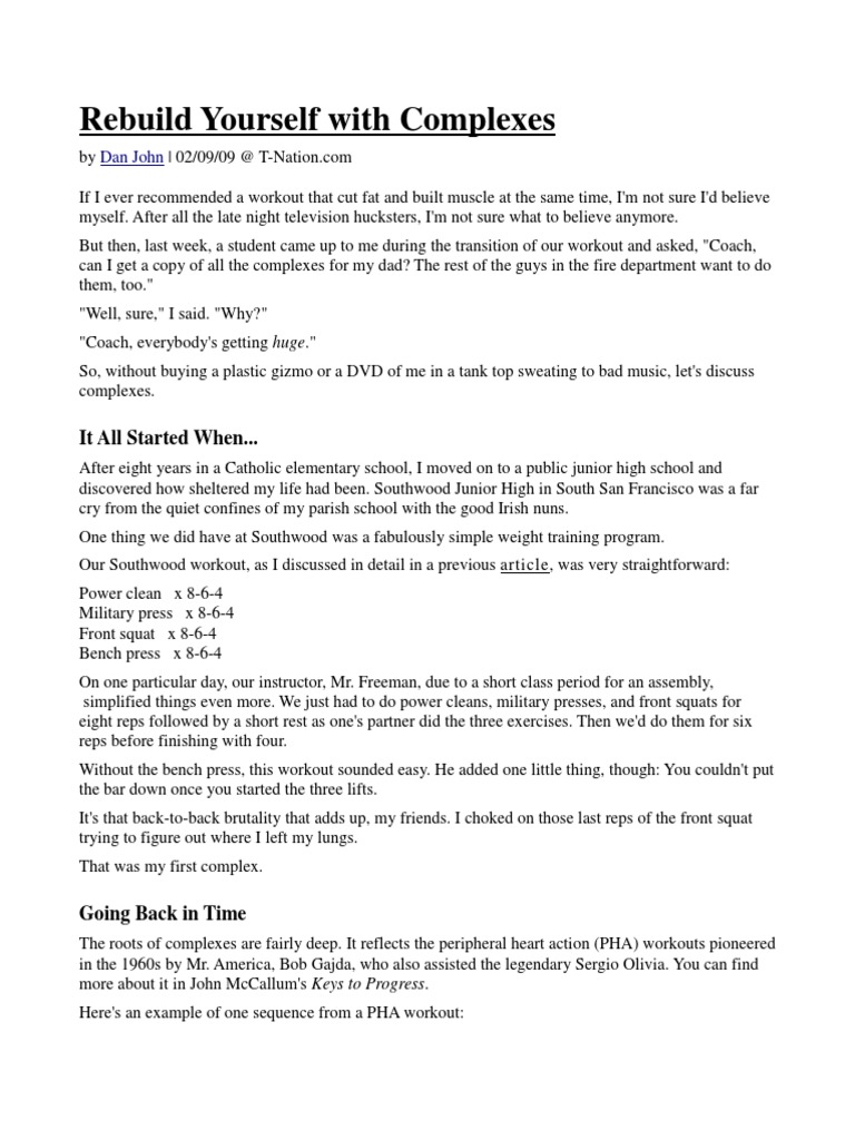 Dan John's Complex Training Guide | PDF | Physical Exercise | Weight ...
