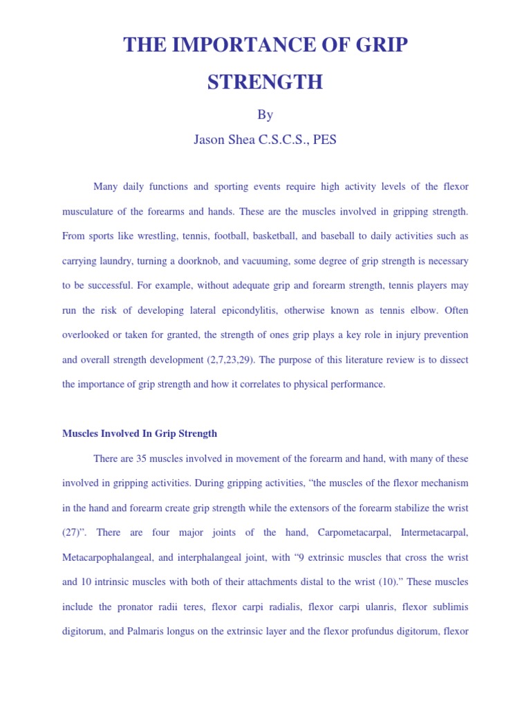 The Importance of Grip Strength PDF Hand Elbow