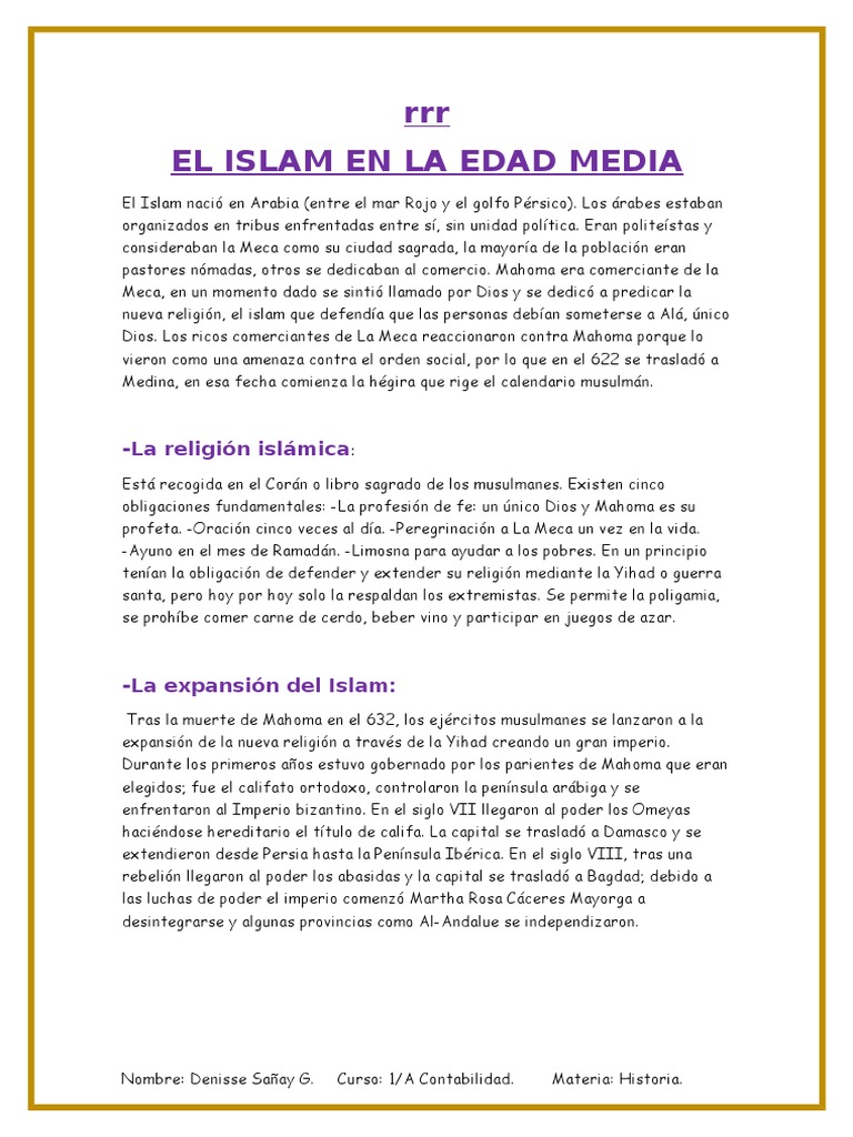 El surgimiento y expansión del Islam en la Edad Media | PDF | la meca ...