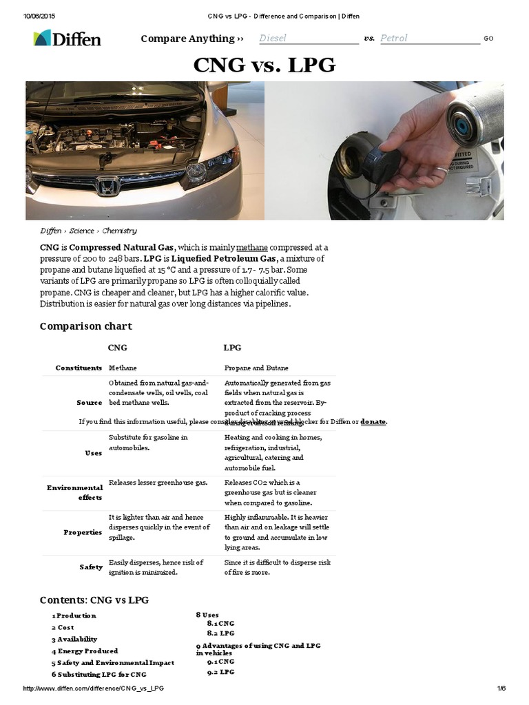 CNG vs LPG - Difference and Comparison _ Diffen.pdf | Liquefied ...