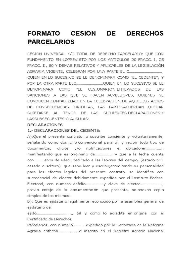 Cesion de Derechos Parcelarios Información del gobierno