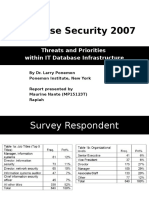 Database Security 2007: Threats and Priorities Within IT Database Infrastructure