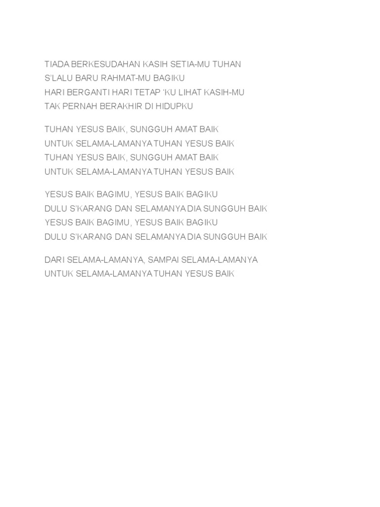 Tuhan Yesus Baik Lirik