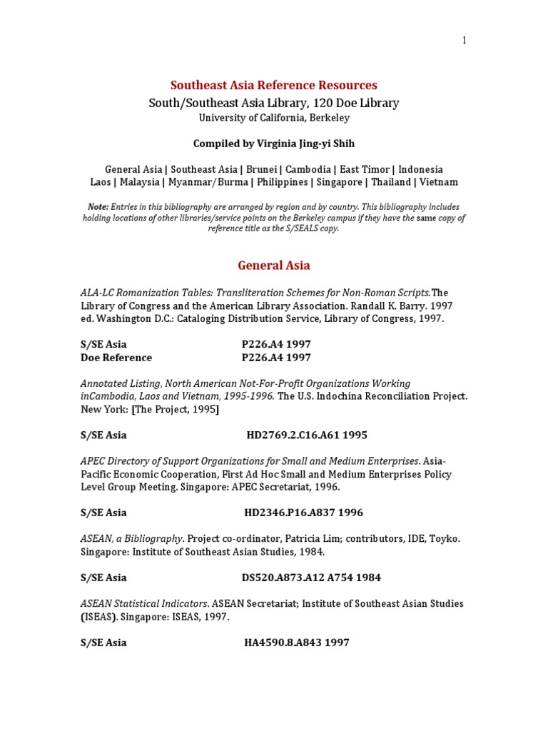 Southeast Asia Reference Guide | PDF