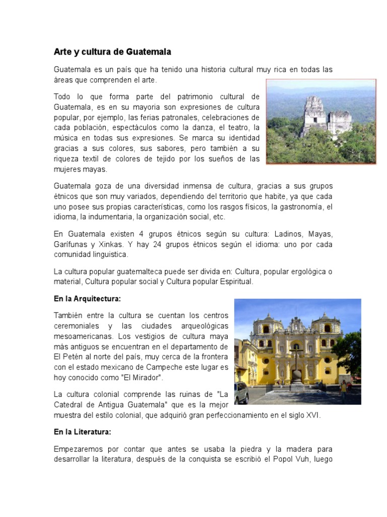 Arte y Cultura de Guatemala | PDF | Guatemala | Civilización maya