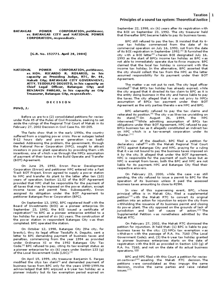 Principls of Sound Tax System PDF Toll Road Taxes