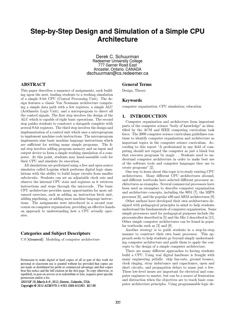 StepbyStep Design and Simulation of A Simple CPU Architecture PDF