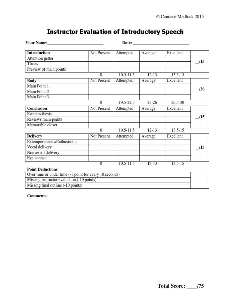 Introductory Speech Evaluation Form | PDF