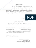 A format example of an Approval Sheet of a feasibility study 
