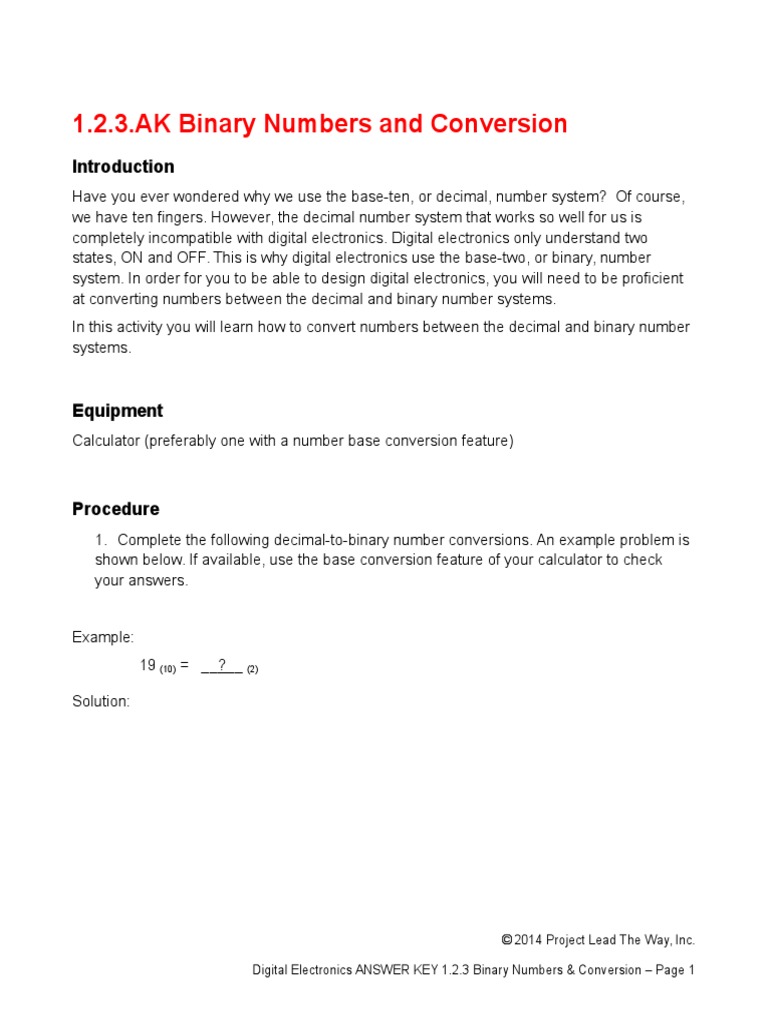 1 2 3 Ak Binarynumbersconversion | PDF | Arithmetic | Teaching Mathematics