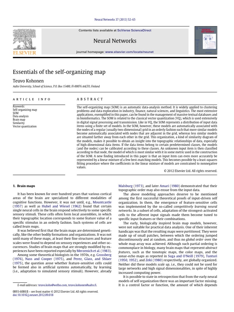 Self Organization Maps | PDF | Teaching Mathematics | Mathematical Analysis