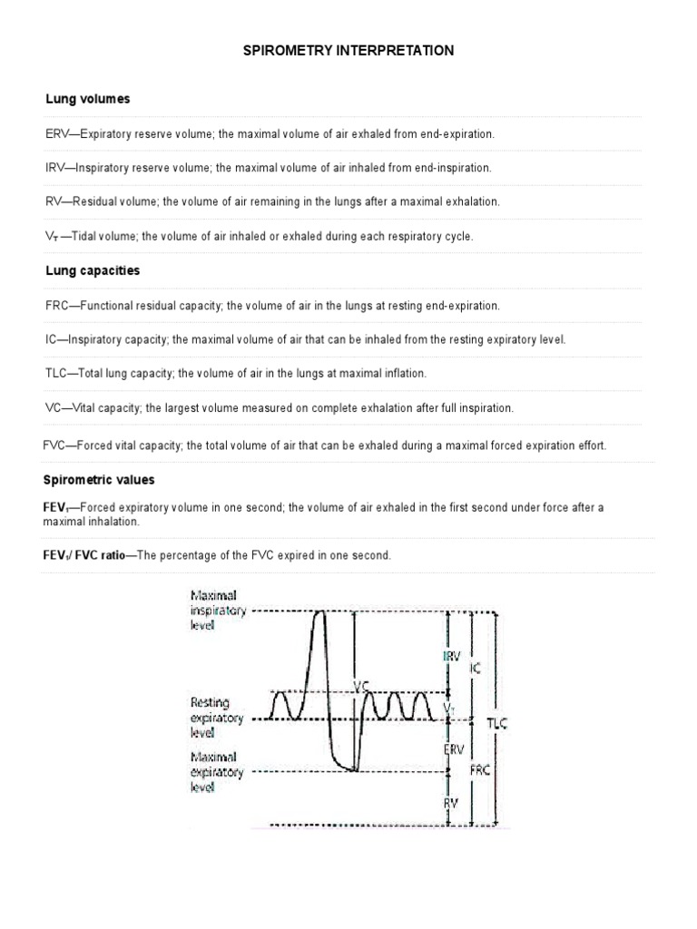 Spirometry Interpretation Lung Volumes PDF Exhalation Pulmonology