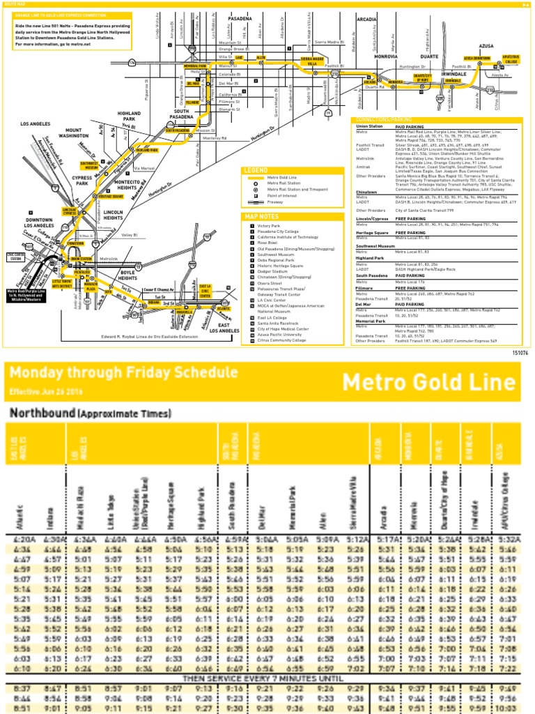 Gold Line timetable, effective June 26, 2016 | Sustainable Transport