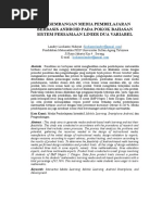 Download Pengembangan Media Pembelajaran Berbasis Android Pada Pokok Bahasan Sistem Persamaan Linier Dua Variabel by Landry Lisdianto SN316648358 doc pdf