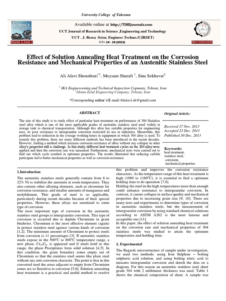 Solution Annealing Effects on 304 SS | PDF | Steel | Heat Treating