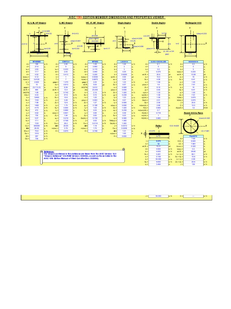 AISC 13 0 Properties Viewer | PDF