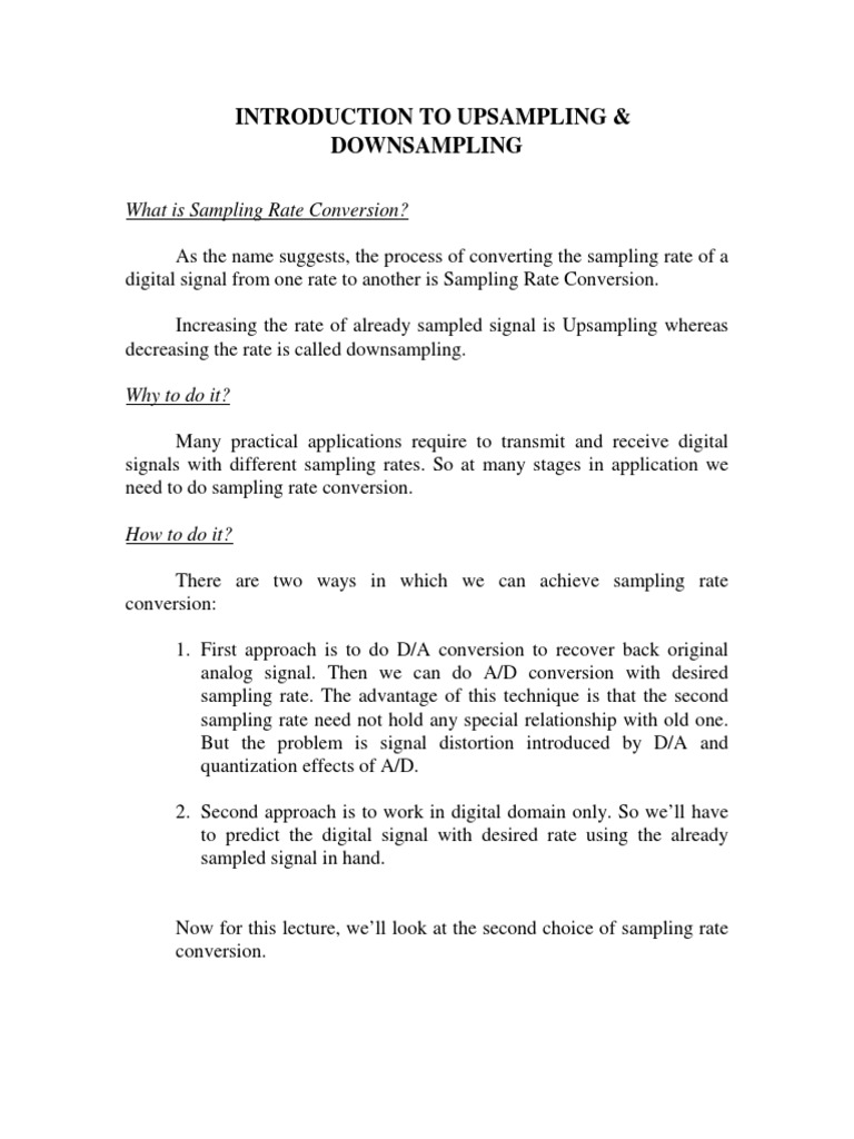 Sampling Rate Conversion Pdf Sampling Signal Processing Analog