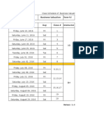 Class Schedule of Business Valuation