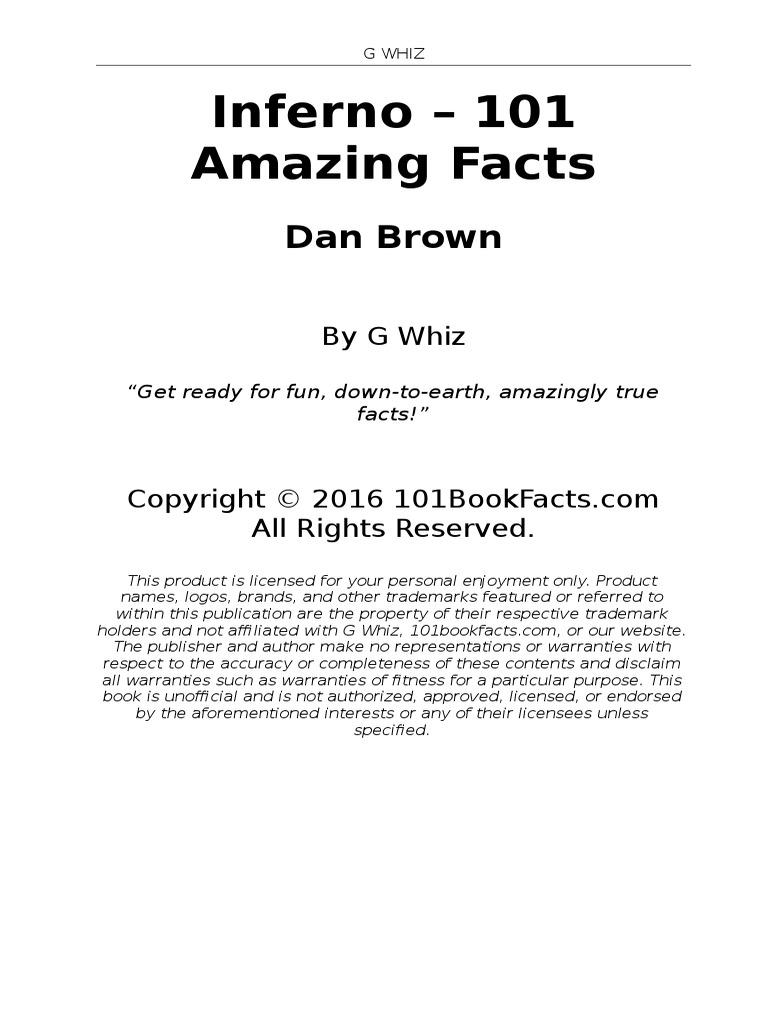 Inferno - 101 Amazing Facts: Dan Brown | PDF