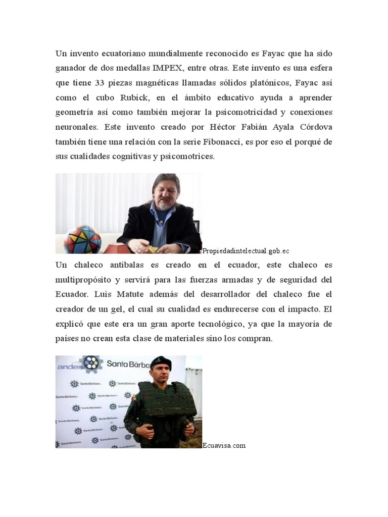 Innovaciones Ecuatorianas Destacadas | PDF | Ciencia y matemáticas ...