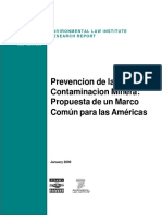 Prevencion de La Contaminacion Minera: Propuesta de Un Marco Común para Las Américas