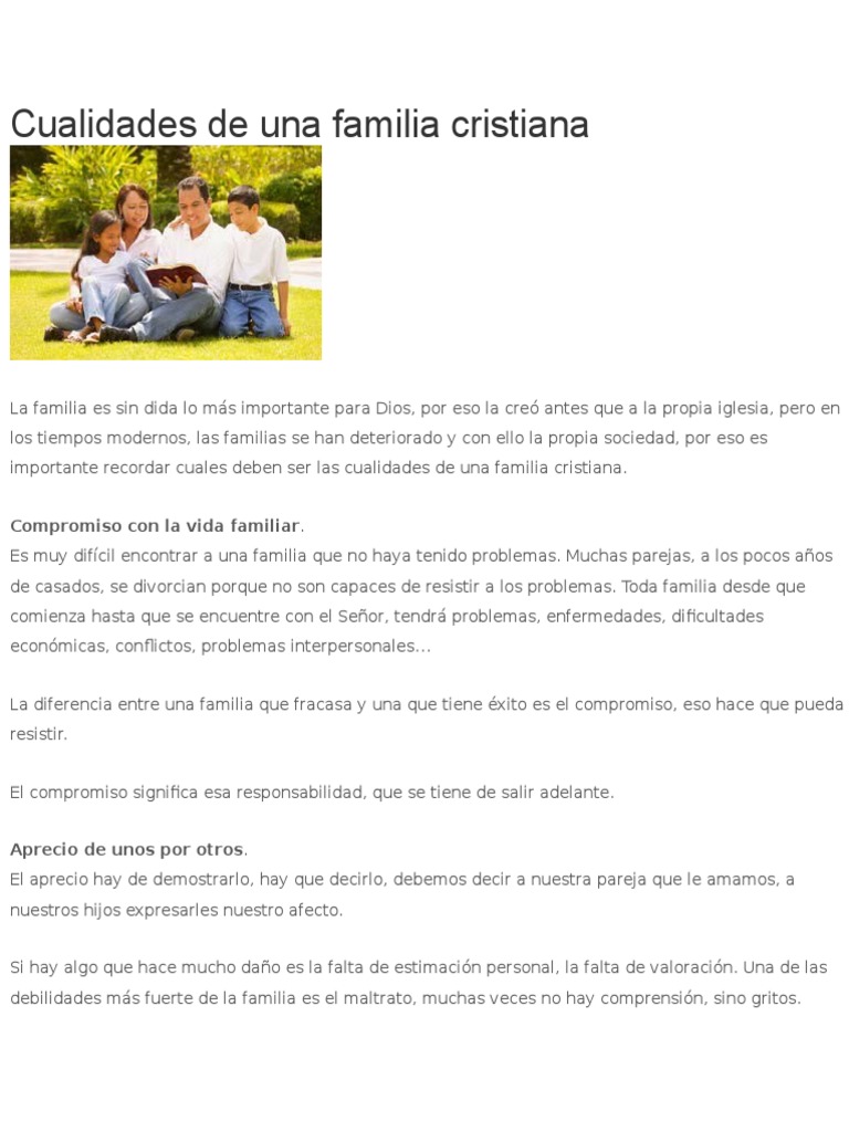 Cualidades de una familia cristiana | PDF | Dios | Fe