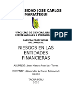 Riesgo en Entidades Financieras