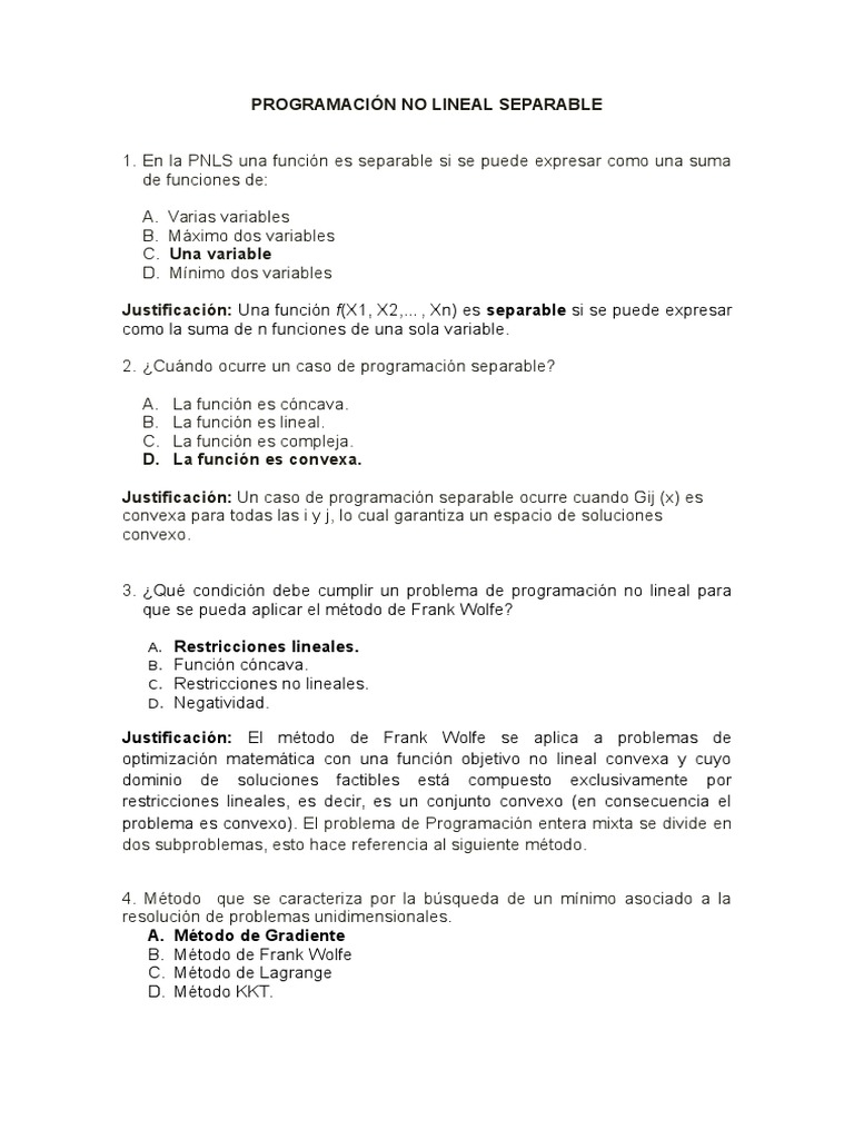 Programación No Lineal Separable | PDF