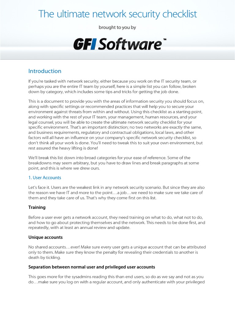 Ultimate Network Security Checklist | Backup | Computer Network