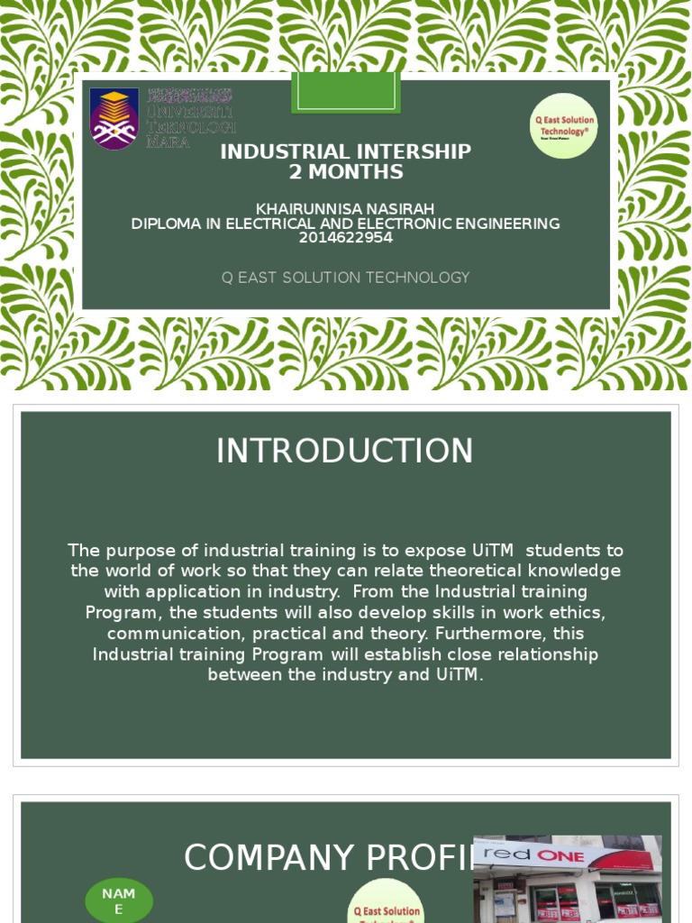 Industrial Intership 2 Months Khairunnisa Nasirah Diploma in