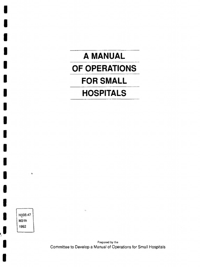 Manual for Small Hospital Operations | PDF | Health Care | Public Toilet