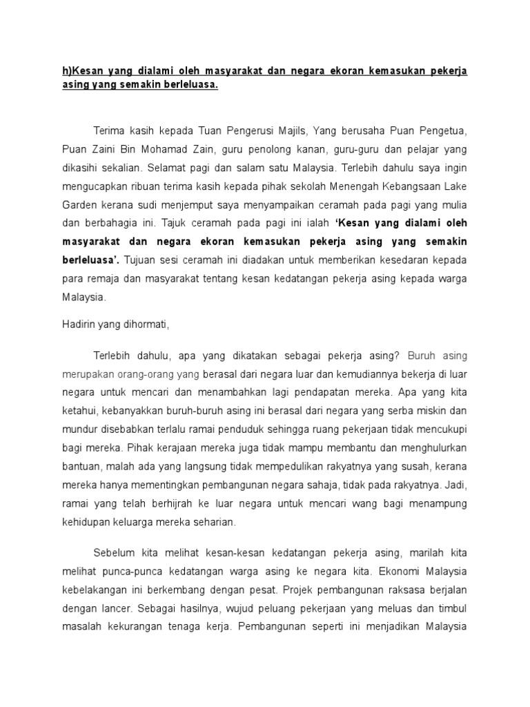 Karangan Sem 3 Kemasukan Buruh Asing Pdf