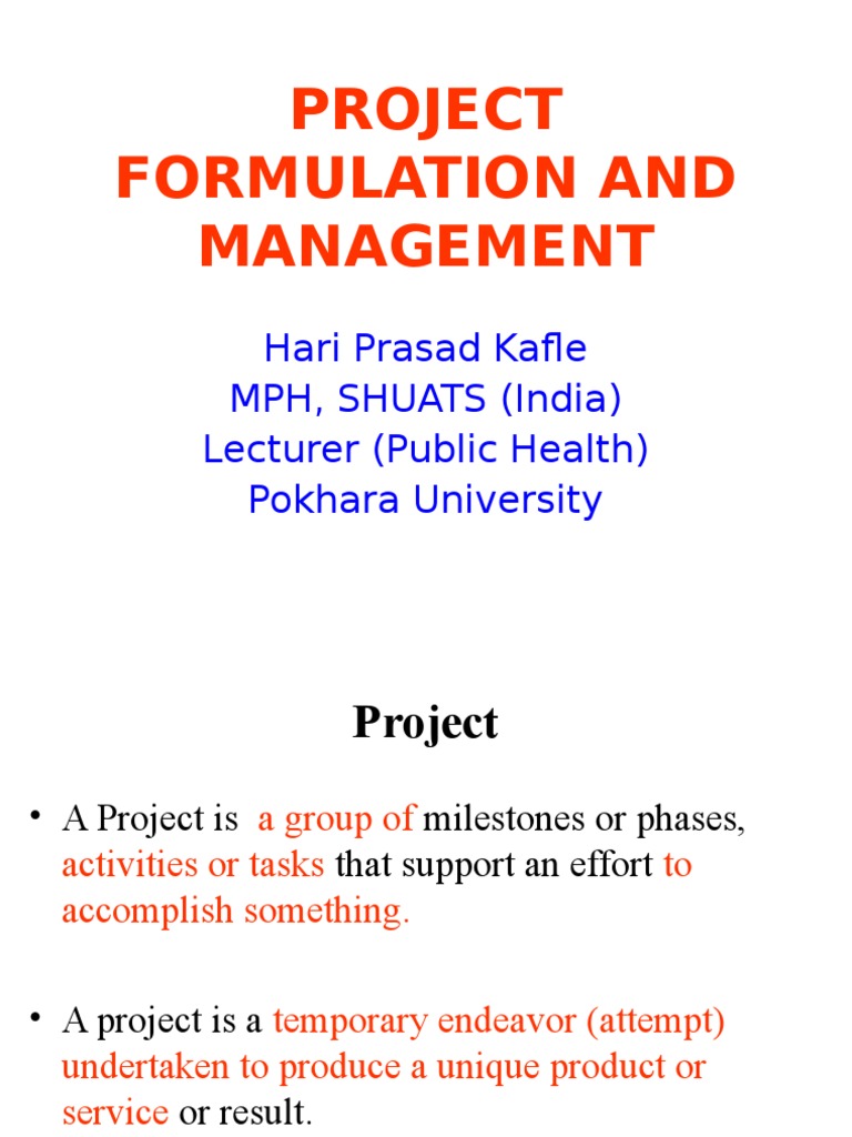 Project Formulation and Management Guide | PDF | Project Management ...