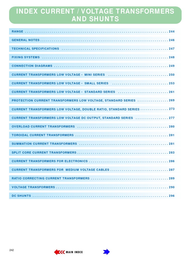 Current Transformers Specifications | PDF | Transformer | Electric Power