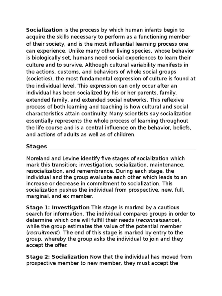 Stages and Processes of Socialization | PDF | Socialization | Obedience ...