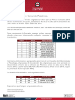 Calendario Toma de Ramos 201610