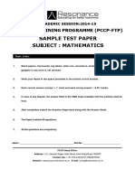 Sample Test Paper Subject: Mathematics: Faculty Training Programme (PCCP-FTP
