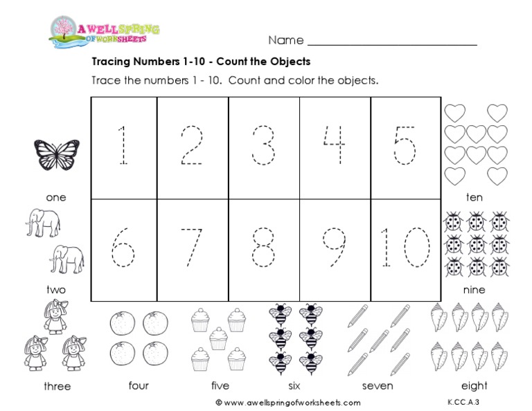 Tracing Numbers 1 10 Count The Objects Premium | PDF | Home & Garden