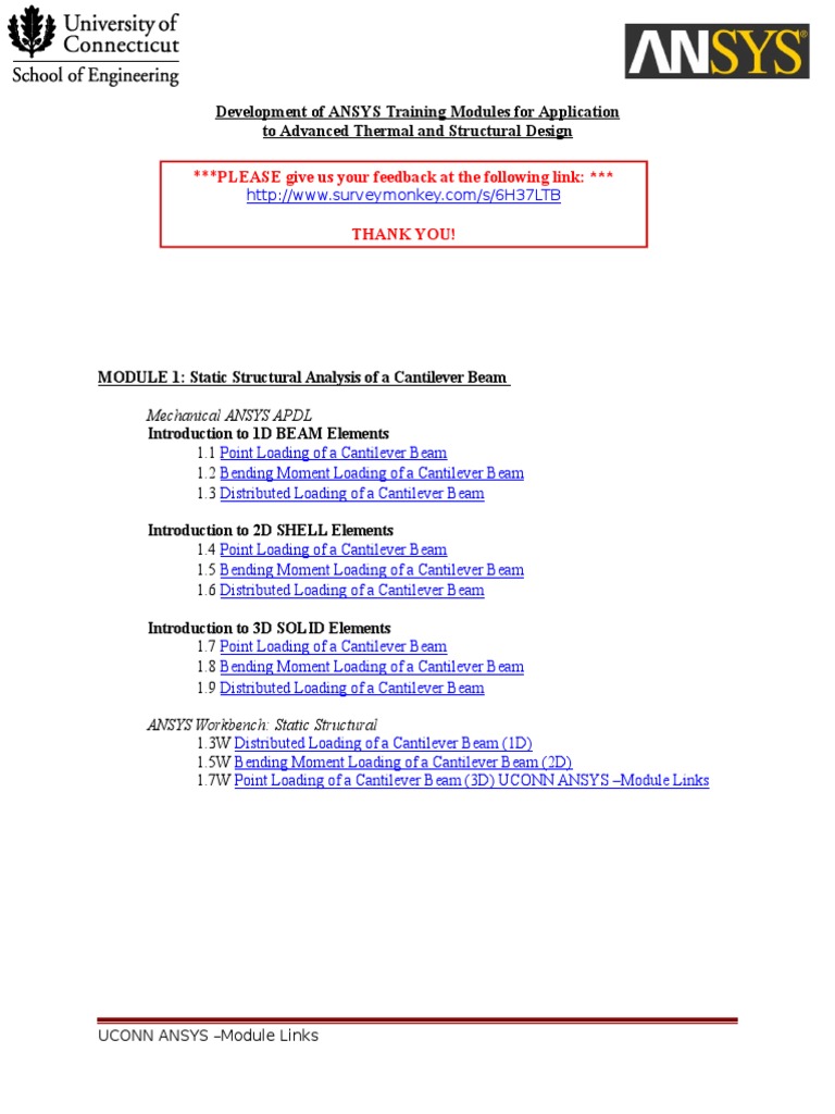 ANSYS Training Modules for Structural Design | PDF