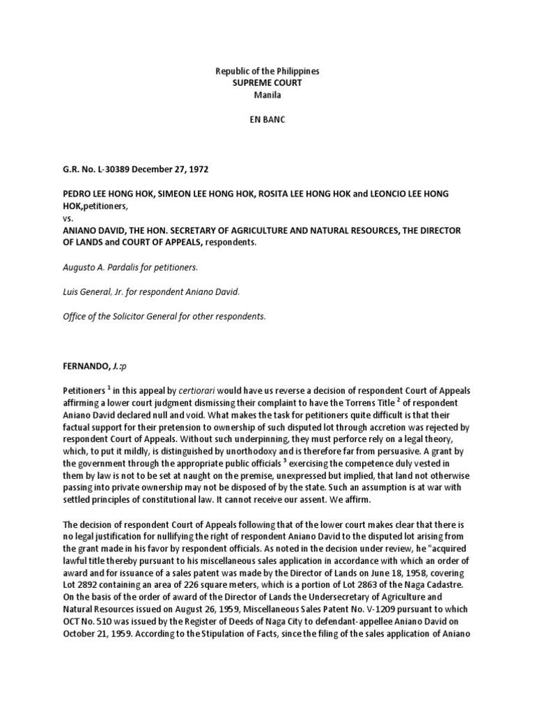 Supreme Court Ruling on Land Title Dispute | PDF | Ownership | Mineral ...