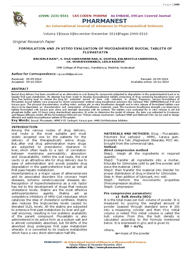 Mucoadhesive Buccal Tablets Study | PDF