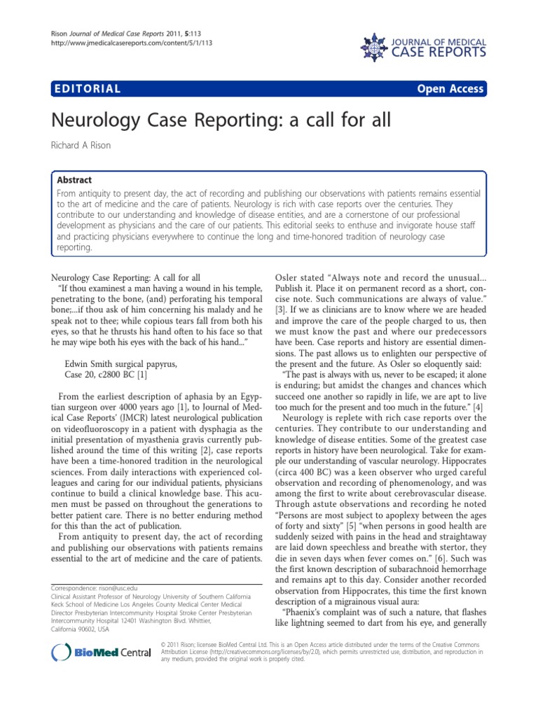 Case Report Neurology Case Report Neurology