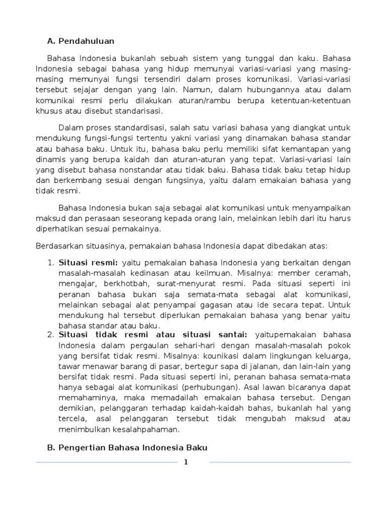 Fungsi Bahasa Indonesia Baku