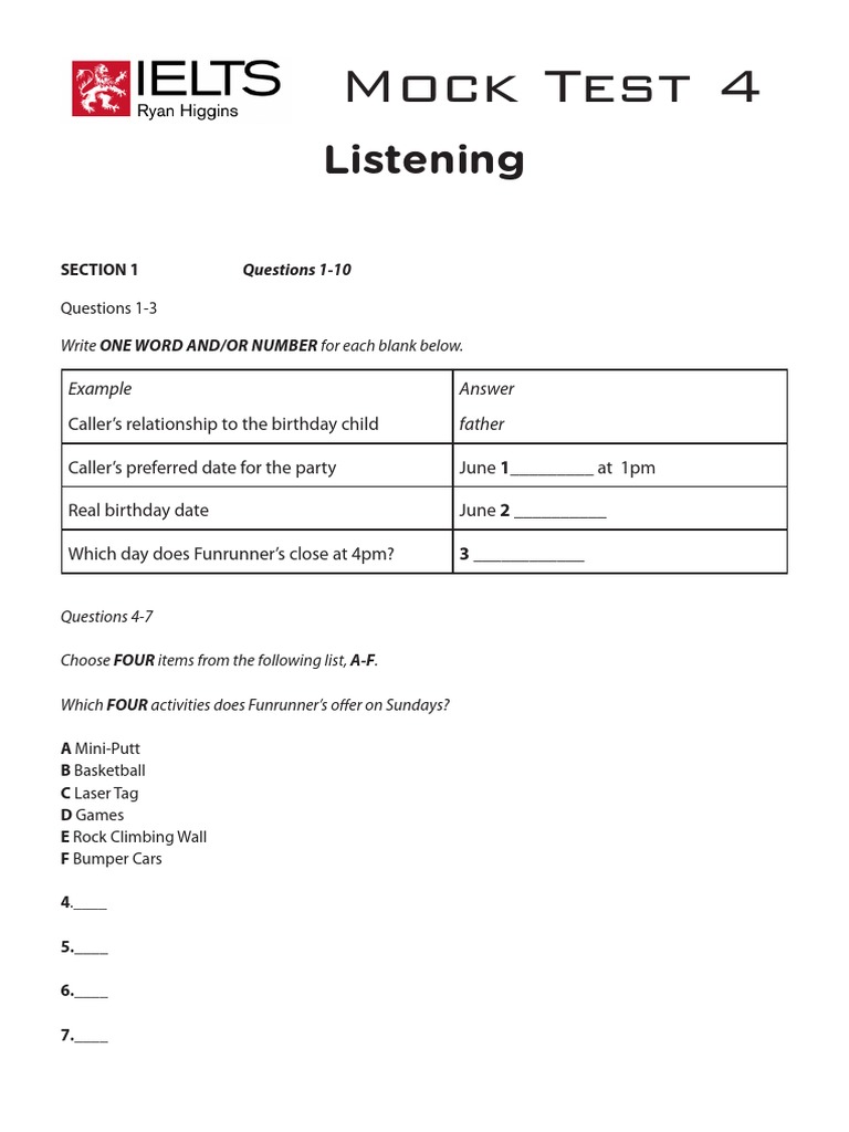 Ielts listening mock test 4 paper bat religion and belief