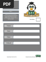Year 3 Science Term Test Mark Scheme
