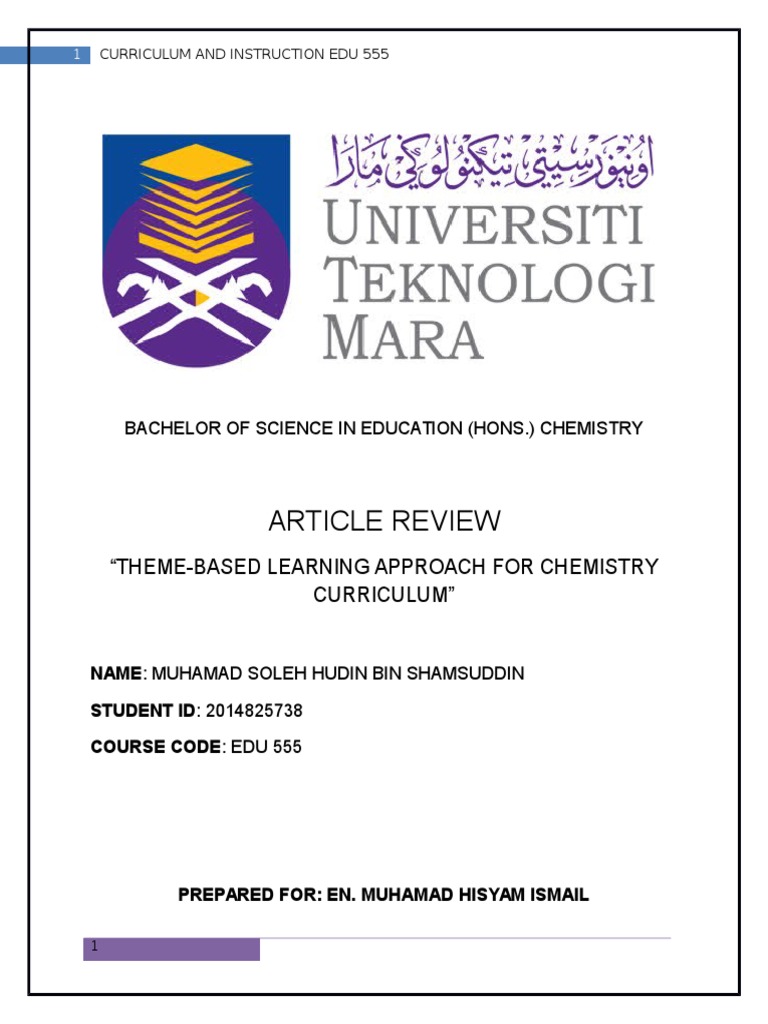 Article Review Assignment Pdf Curriculum Experiment