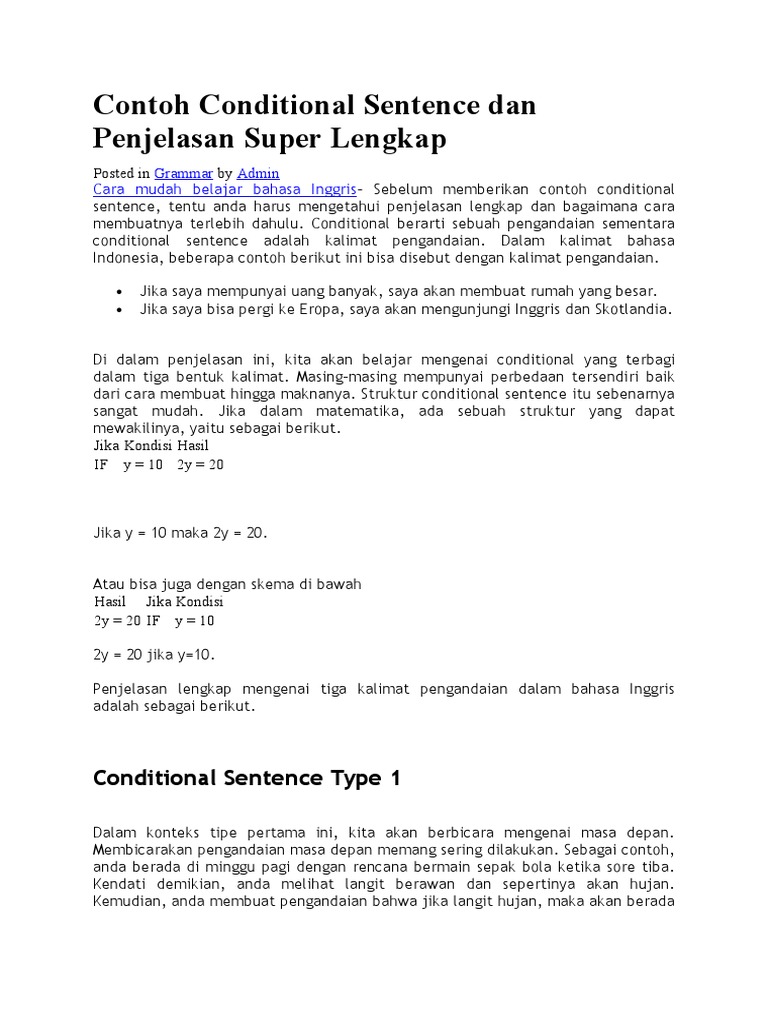 Panduan Lengkap Conditional Sentences | PDF
