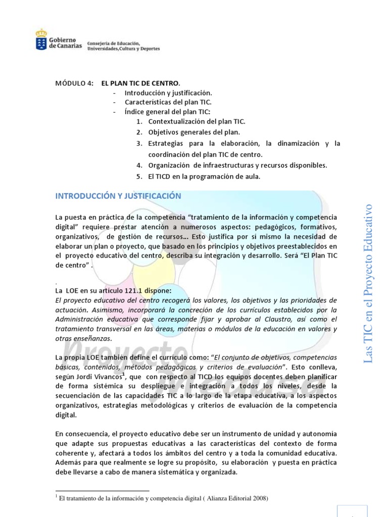 Plan TIC de Centro en Canarias | PDF | Tecnología de información y ...