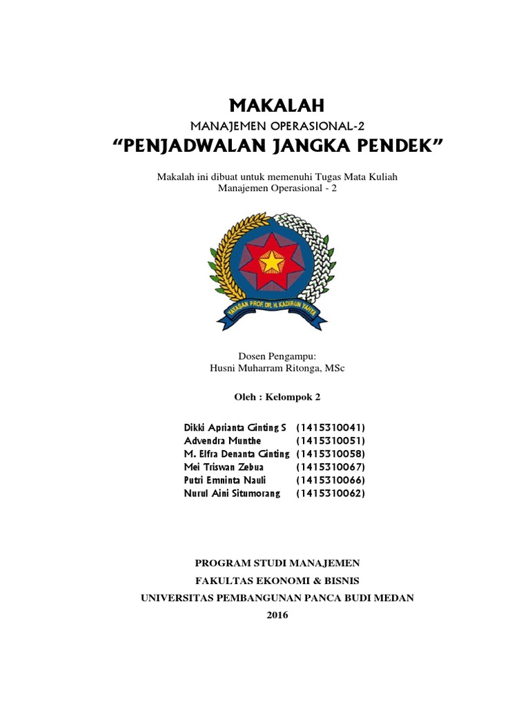 Makalah Penjadwalan Jangka Pendek Manajemen Operasional 2
