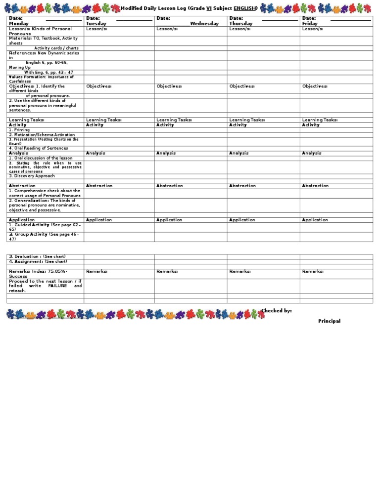 Grade VI English Daily Lesson Log | PDF | Career & Growth